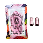 Elastische veters zonder strikken plat 9mm metalen draai capsule roze in luxe verpakking