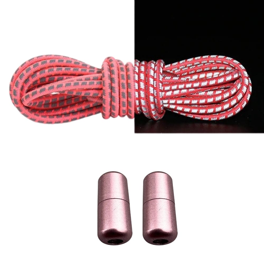 Productafbeelding van reflecterende ronde elastische veters van 3 mm met capsule sluiting in de kleur fluorescerend roze