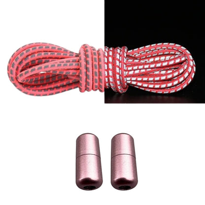 Productafbeelding van reflecterende ronde elastische veters van 3 mm met capsule sluiting in de kleur fluorescerend roze