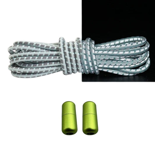 Productafbeelding van reflecterende ronde elastische veters van 3 mm met capsule sluiting in de kleur lichtgroen