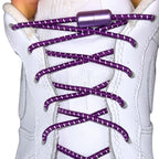 Elastische veters zonder strikken reflecterend 3mm capsule sluiting paars met stretch uitgerekt