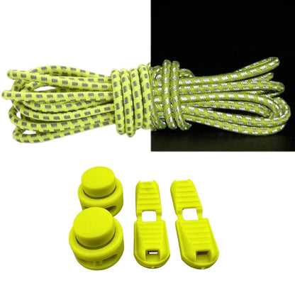Productafbeelding van reflecterende ronde elastische veters van 3 mm met lock sluiting in de kleur citroengeel