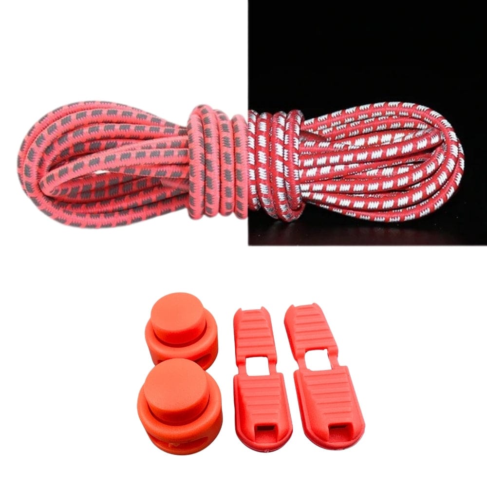 Productafbeelding van reflecterende ronde elastische veters van 3 mm met lock sluiting in de kleur fluorescerend roze