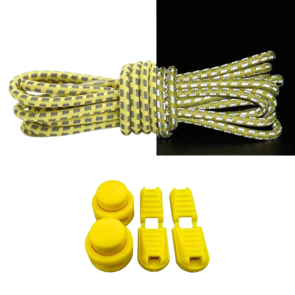 Productafbeelding van reflecterende ronde elastische veters van 3 mm met lock sluiting in de kleur geel
