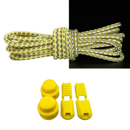 Productafbeelding van reflecterende ronde elastische veters van 3 mm met lock sluiting in de kleur geel
