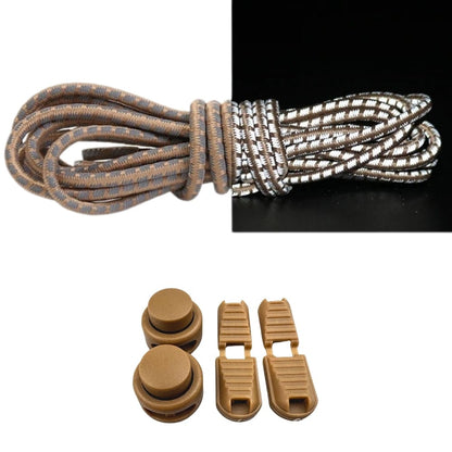 Productafbeelding van reflecterende ronde elastische veters van 3 mm met lock sluiting in de kleur khaki