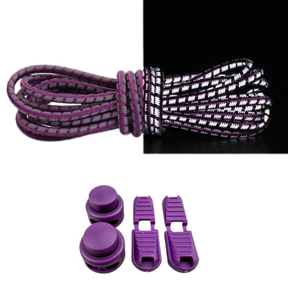 Productafbeelding van reflecterende ronde elastische veters van 3 mm met lock sluiting in de kleur paars
