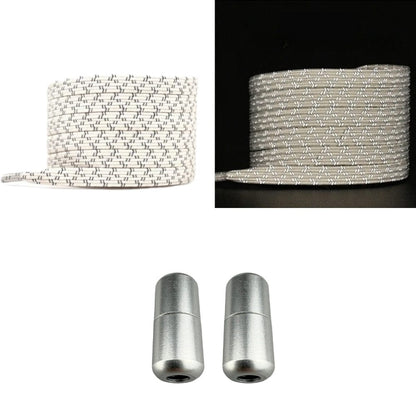 Productafbeelding van platte reflecterende elastische veters van 7 mm met capsule sluiting in de kleur beige