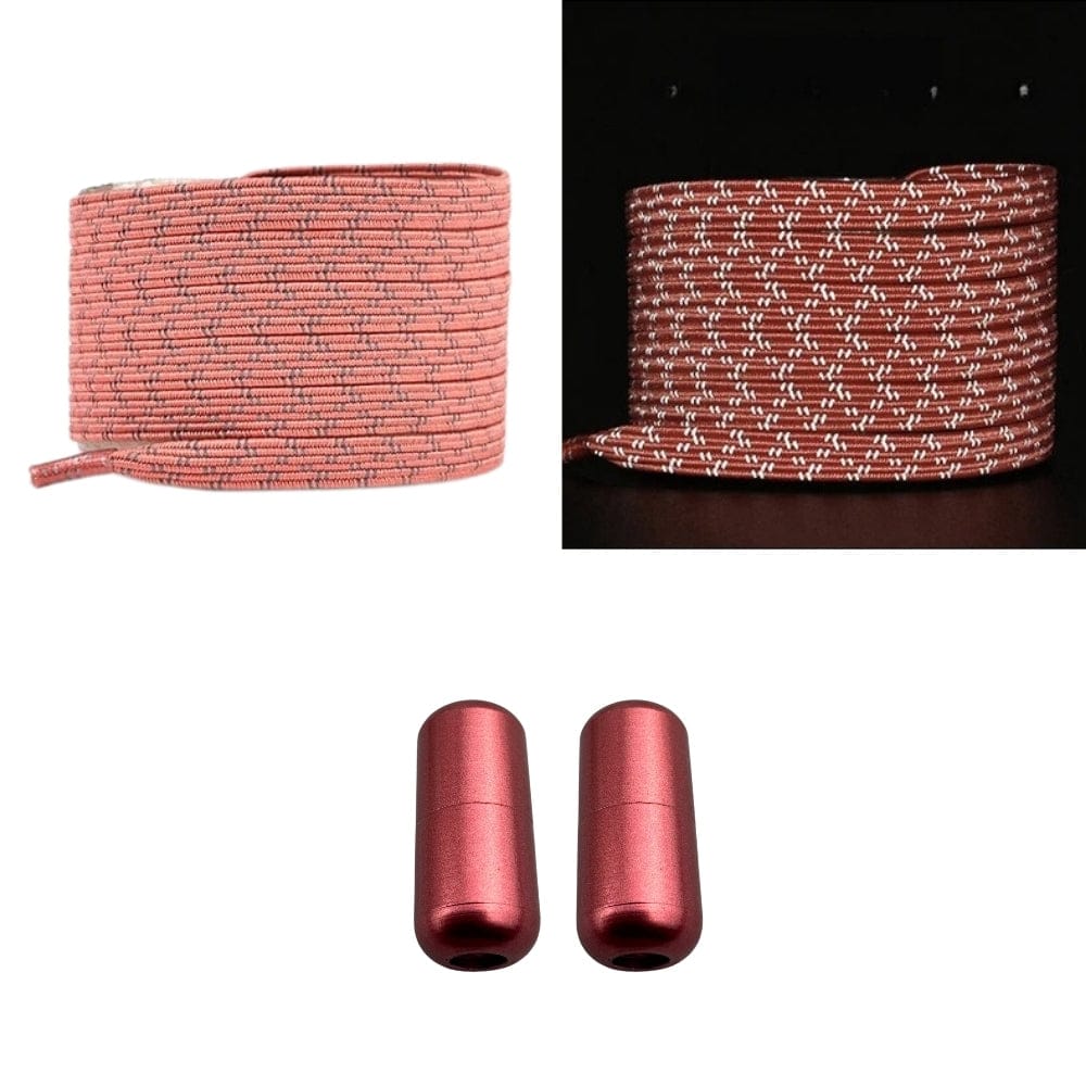 Productafbeelding van platte reflecterende elastische veters van 7 mm met capsule sluiting in de kleur zalmroze