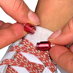 Elastische veters zonder strikken reflecterend 7mm capsule sluiting blauw in luxe verpakking