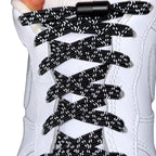 Elastische veters zonder strikken reflecterend 7mm capsule sluiting zwart met stretch uitgerekt