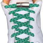 Elastische veters zonder strikken reflecterend 7mm magnetische sluiting groen met stretch uitgerekt