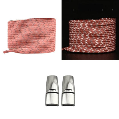 Productafbeelding van platte reflecterende elastische veters van 7 mm met magneetsluiting in de kleur zalmroze