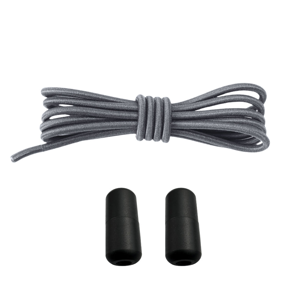 Productafbeelding van ronde elastische veters van 3 mm met capsule sluiting in de kleur donkergrijs