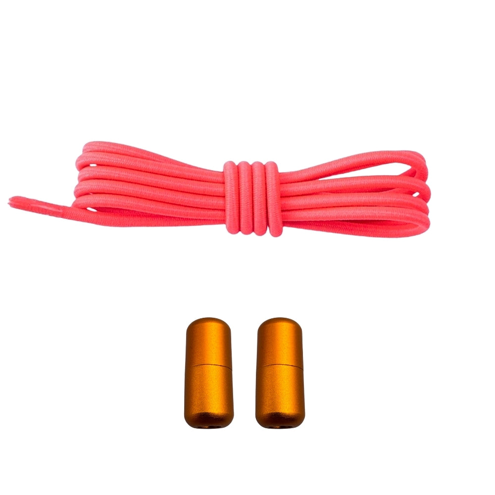 Productafbeelding van ronde elastische veters van 3 mm met capsule sluiting in de kleur fluorescerend rood