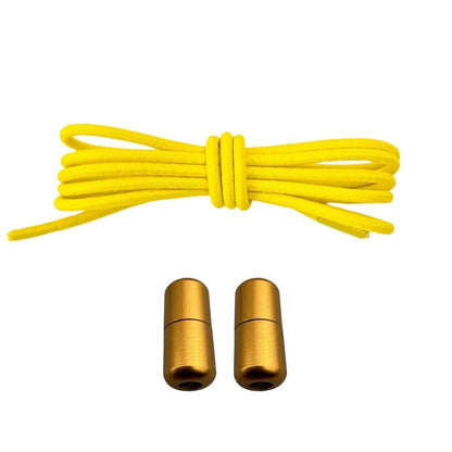 Productafbeelding van ronde elastische veters van 3 mm met capsule sluiting in de kleur geel