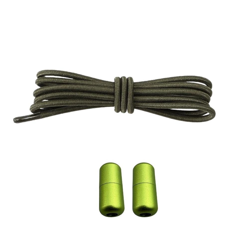 Productafbeelding van ronde elastische veters van 3 mm met capsule sluiting in de kleur mosgroen