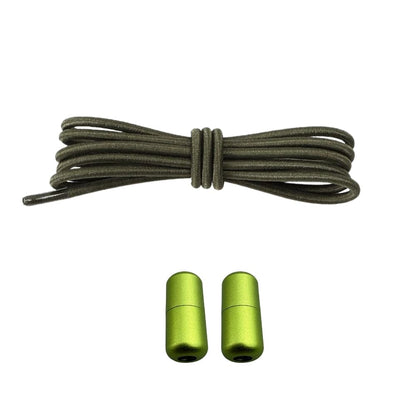 Productafbeelding van ronde elastische veters van 3 mm met capsule sluiting in de kleur mosgroen