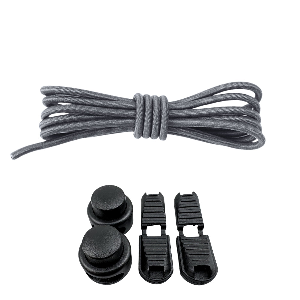 Productafbeelding van ronde elastische veters van 3 mm met lock sluiting in de kleur donkergrijs