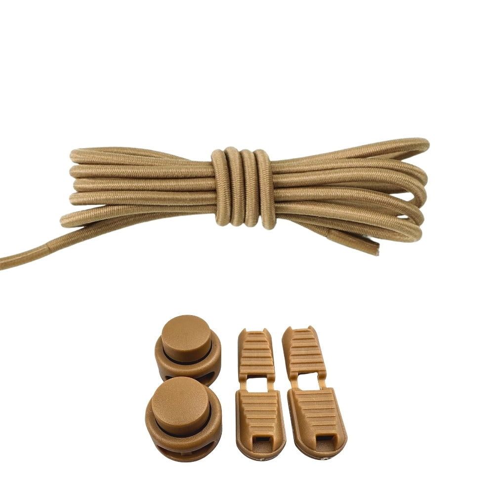 Productafbeelding van ronde elastische veters van 3 mm met lock sluiting in de kleur khaki