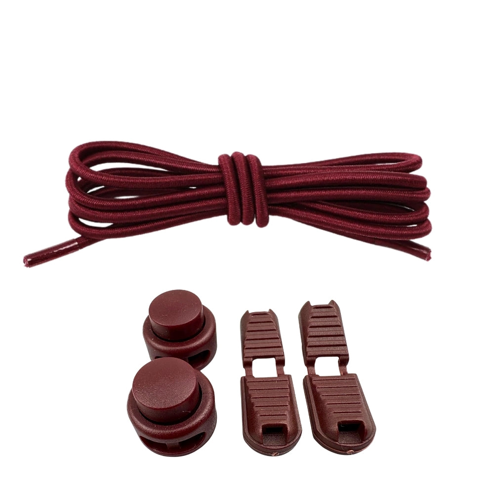 Productafbeelding van ronde elastische veters van 3 mm met lock sluiting in de kleur wijnrood