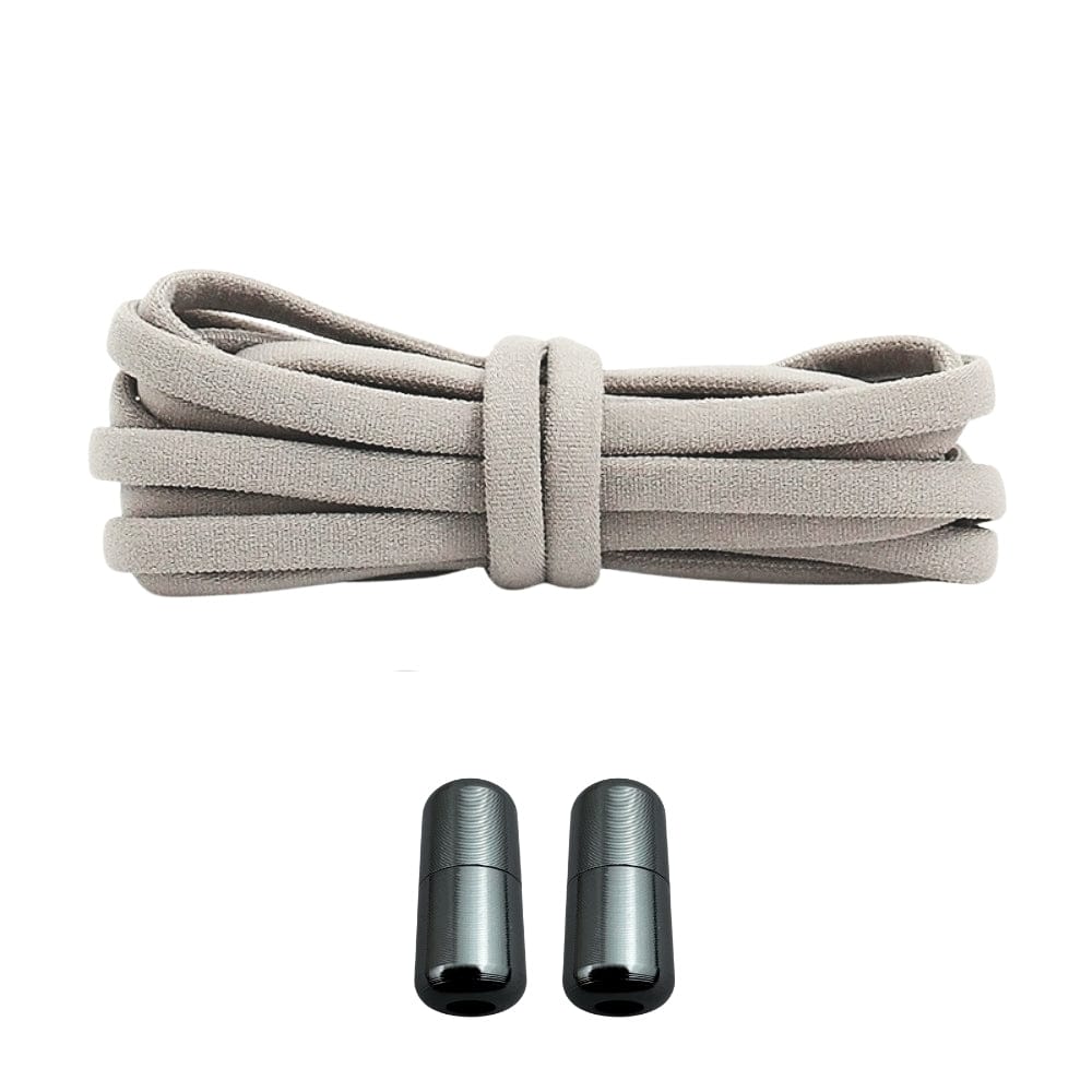 Productafbeelding van ronde elastische veters van 5 mm met capsule sluiting in de kleur grijs