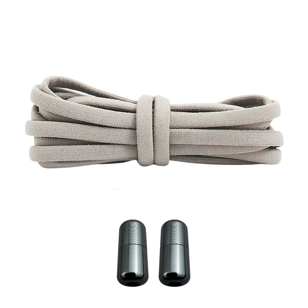 Productafbeelding van ronde elastische veters van 5 mm met capsule sluiting in de kleur grijs