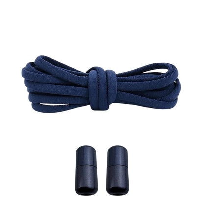 Productafbeelding van ronde elastische veters van 5 mm met capsule sluiting in de kleur marineblauw