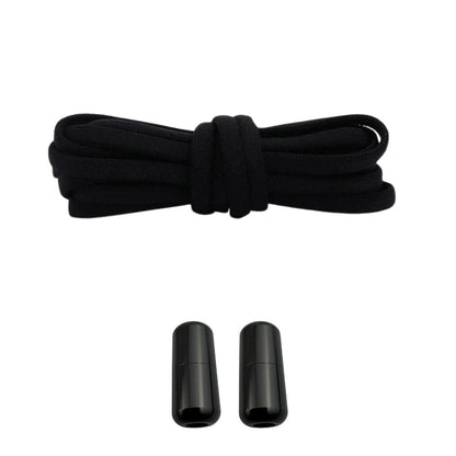 Productafbeelding van ronde elastische veters van 5 mm met capsule sluiting in de kleur zwart