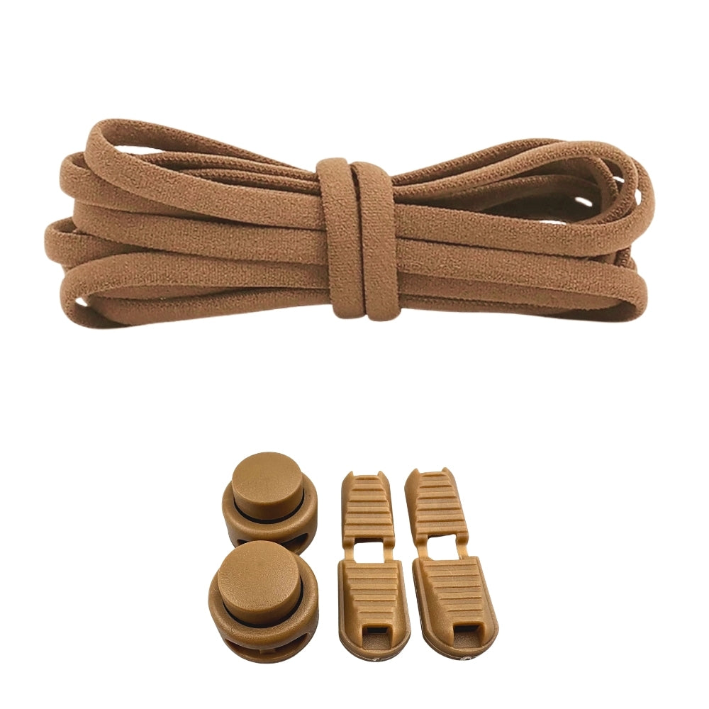 Productafbeelding van ronde elastische veters van 5 mm met lock sluiting in de kleur bruin