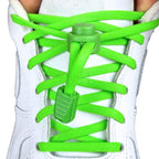 Elastische veters zonder strikken rond 5mm lock sluiting groen met stretch uitgerekt