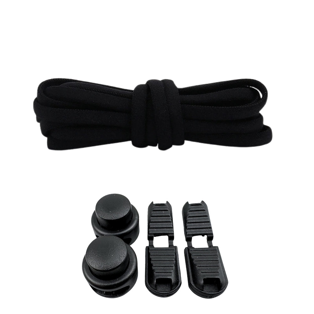 Productafbeelding van ronde elastische veters van 5 mm met lock sluiting in de kleur zwart