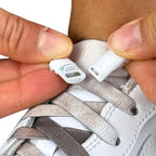 Elastische veters zonder strikken tie-dye 9mm magnetische sluiting bruin detailfoto van hoe de sluiting werkt