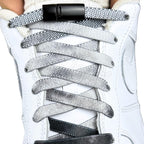 Elastische veters zonder strikken tie-dye 9mm magnetische sluiting zwart wit met stretch uitgerekt