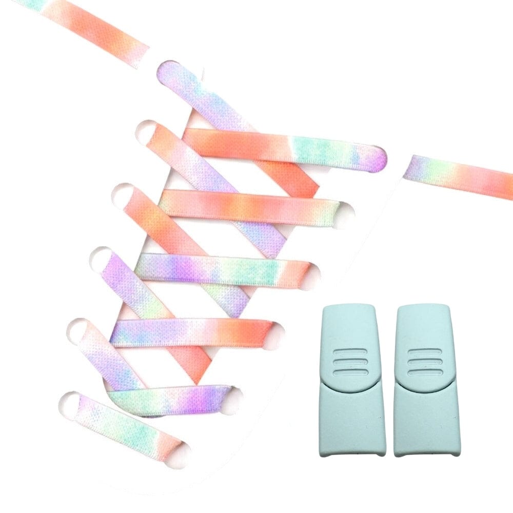 Productafbeelding van tie-dye elastische veters met magneetsluiting in de kleur driekleurig oranje