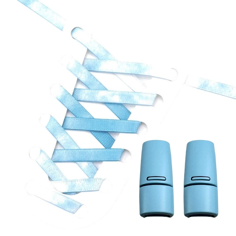 Productafbeelding van tie-dye elastische veters met magneetsluiting in de kleur hemelsblauw