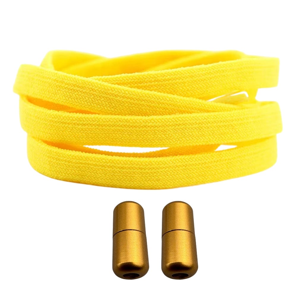 Productafbeelding van vintage elastische veters van 8 mm met capsule sluiting in de kleur geel