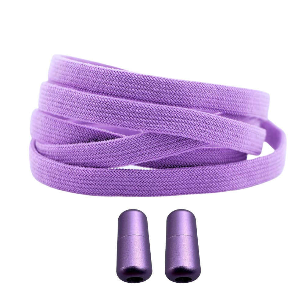 Productafbeelding van vintage elastische veters van 8 mm met capsule sluiting in de kleur paars