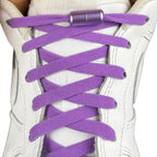 Elastische veters zonder strikken vintage 8mm capsule sluiting paars met stretch uitgerekt