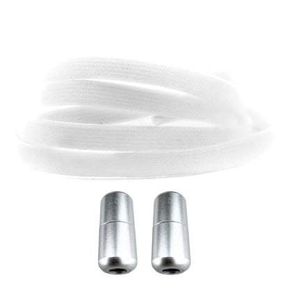 Productafbeelding van vintage elastische veters van 8 mm met capsule sluiting in de kleur wit