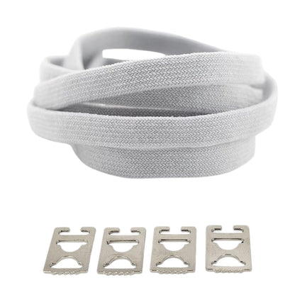 Productafbeelding van vintage elastische veters van 8 mm met clipjes in de kleur grijs