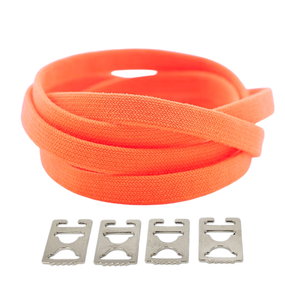 Productafbeelding van vintage elastische veters van 8 mm met clipjes in de kleur oranje