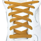 Elastische veters zonder strikken vintage 8mm onzichtbare clipjes cognac met stretch uitgerekt