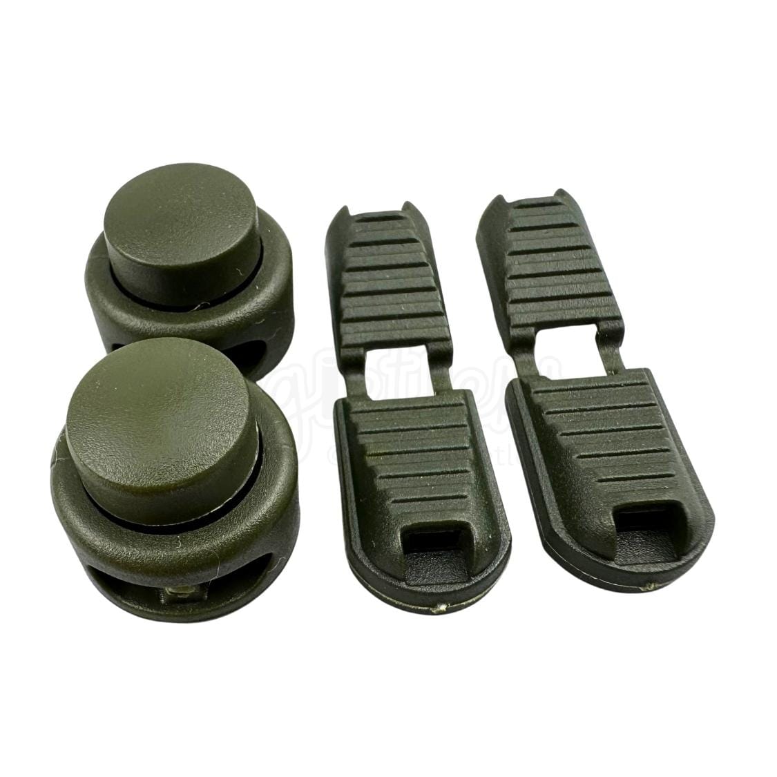 Elastische veters lock sluiting mosgroen geschikt voor elastische veters van 3 tot 5 mm breed