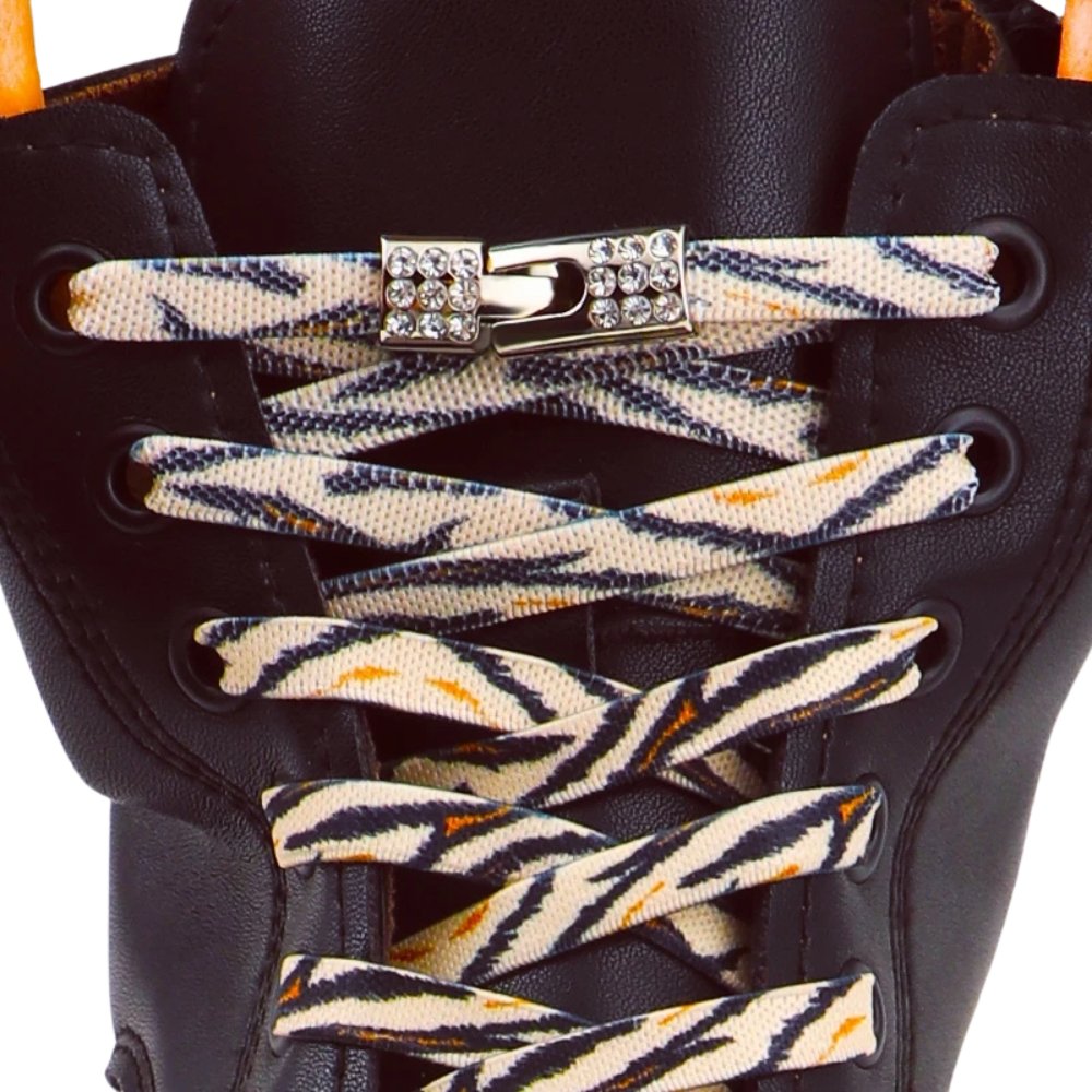 animal-print-elastic-no-tie-shoelaces-beige-zebra-rhinestone-hook-black-shoe-stretch