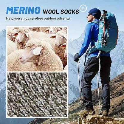 Set van 5 paar heren merino wollen sokken – Extra dik en warm