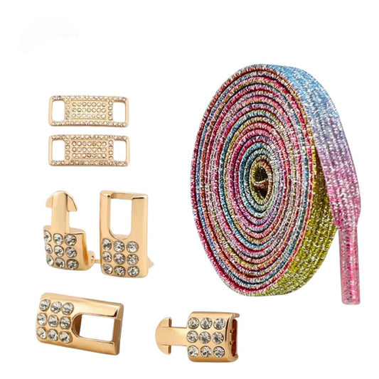 Bling elastische veters snoepkleur plat met gouden sluiting