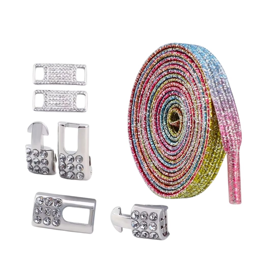 Bling elastische veters snoepkleur plat met zilveren sluiting