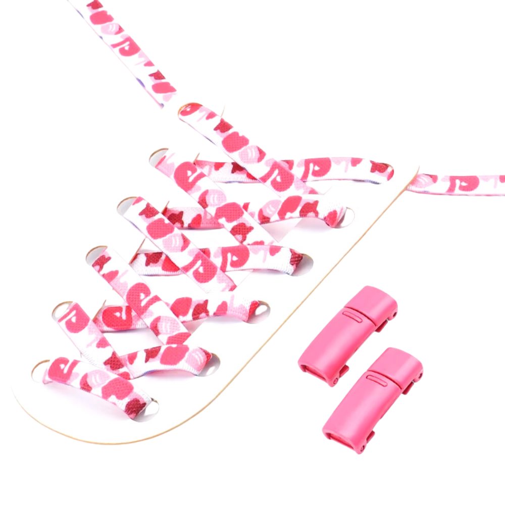 Solid pink elastic shoelaces with a matching pink magnetic lock for a bold, seamless look.