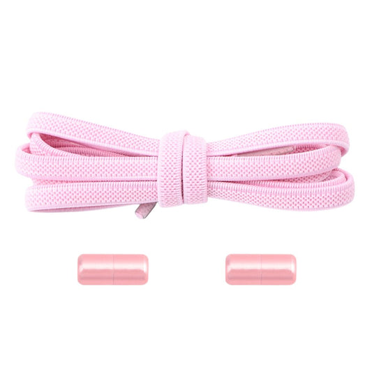 Roze natuurlijke look platte elastische veters zonder strikken met draaicapsule, perfect om een vleugje kleur aan elke schoen toe te voegen